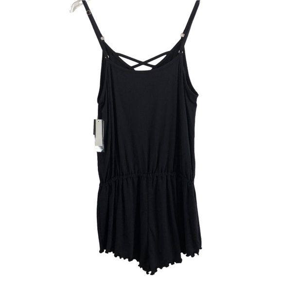 California Waves NWT Black Strappy Romper Swimsuit Cover Up Size Large - Picture 4 of 10